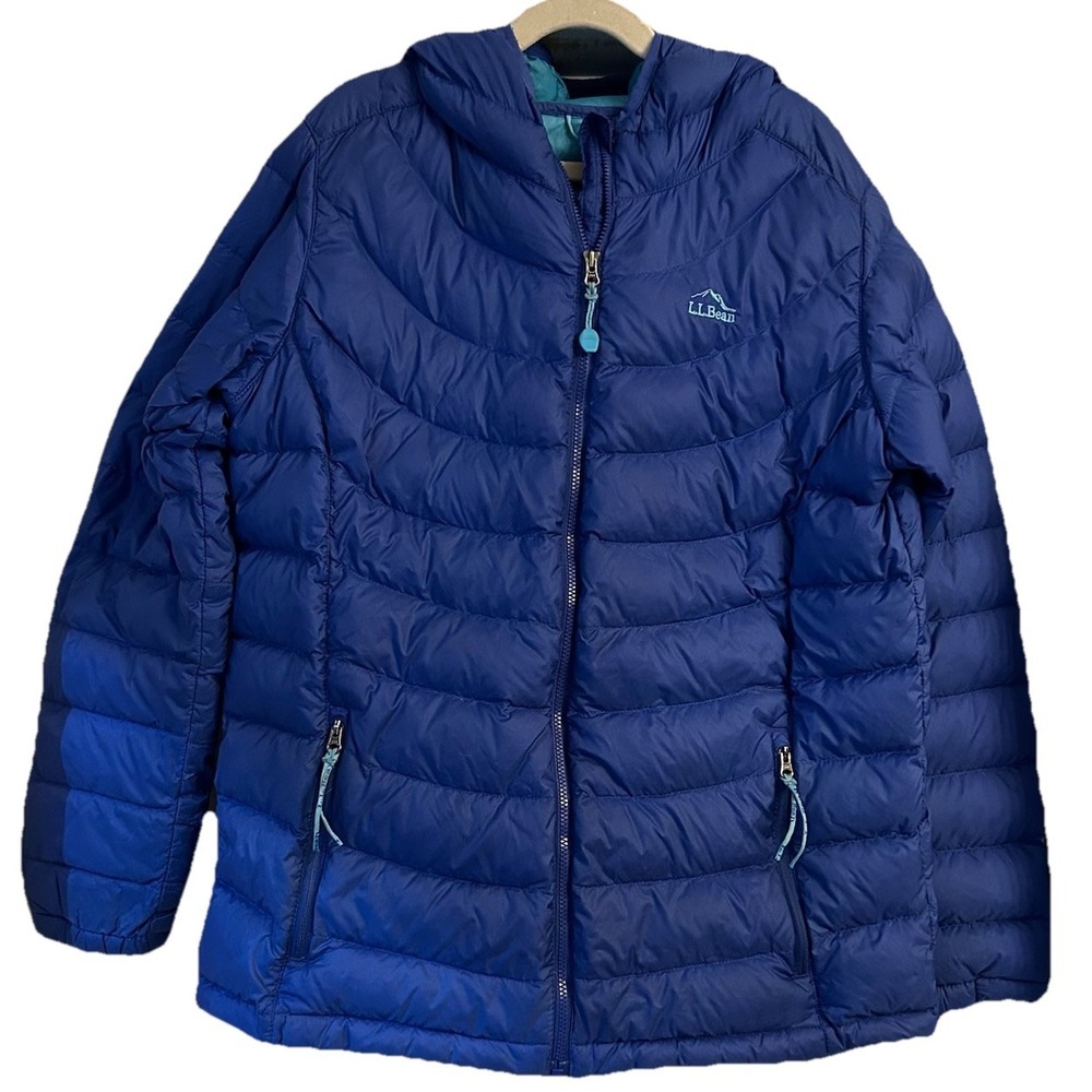 LL Bean Kids' Purple Nylon Hooded Ultralight 650 Down Jacket Size XL 18 Packable